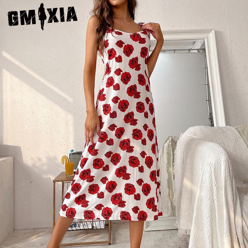 

GMXIA Home Pajamas Women s Summer Mid-length Sexy Halter Nightgowns S