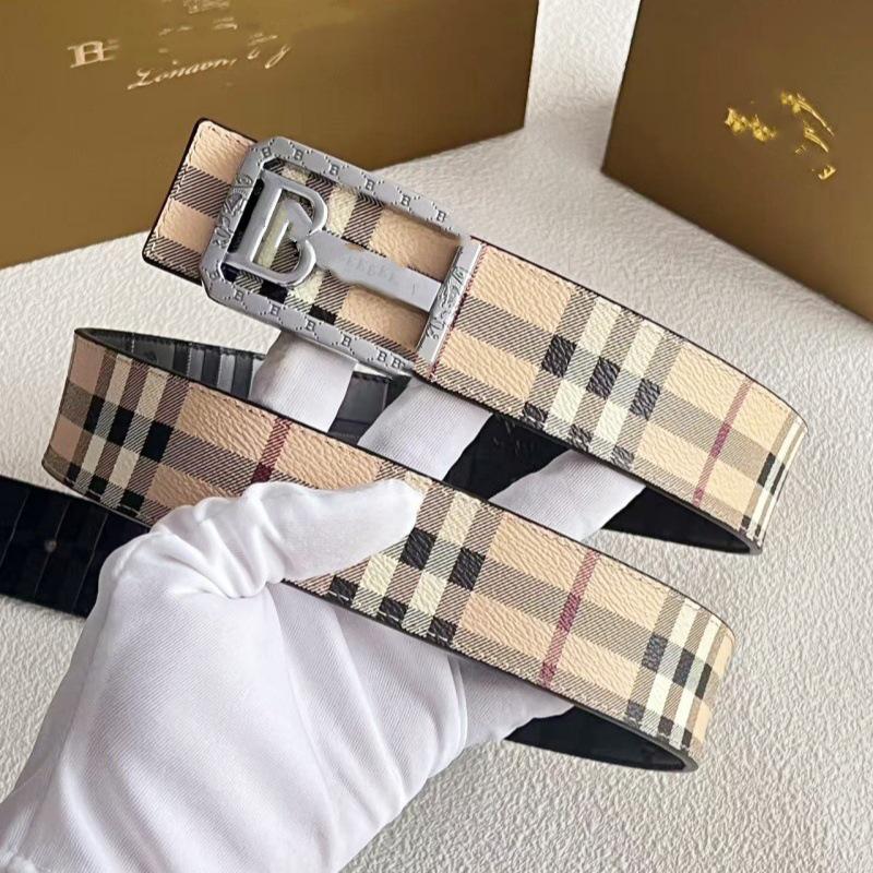 Men's Cross-border Leather Belt – Smooth B-li Buckle, Versatile for Business and Fashion, Ideal for Youth and Jeans.