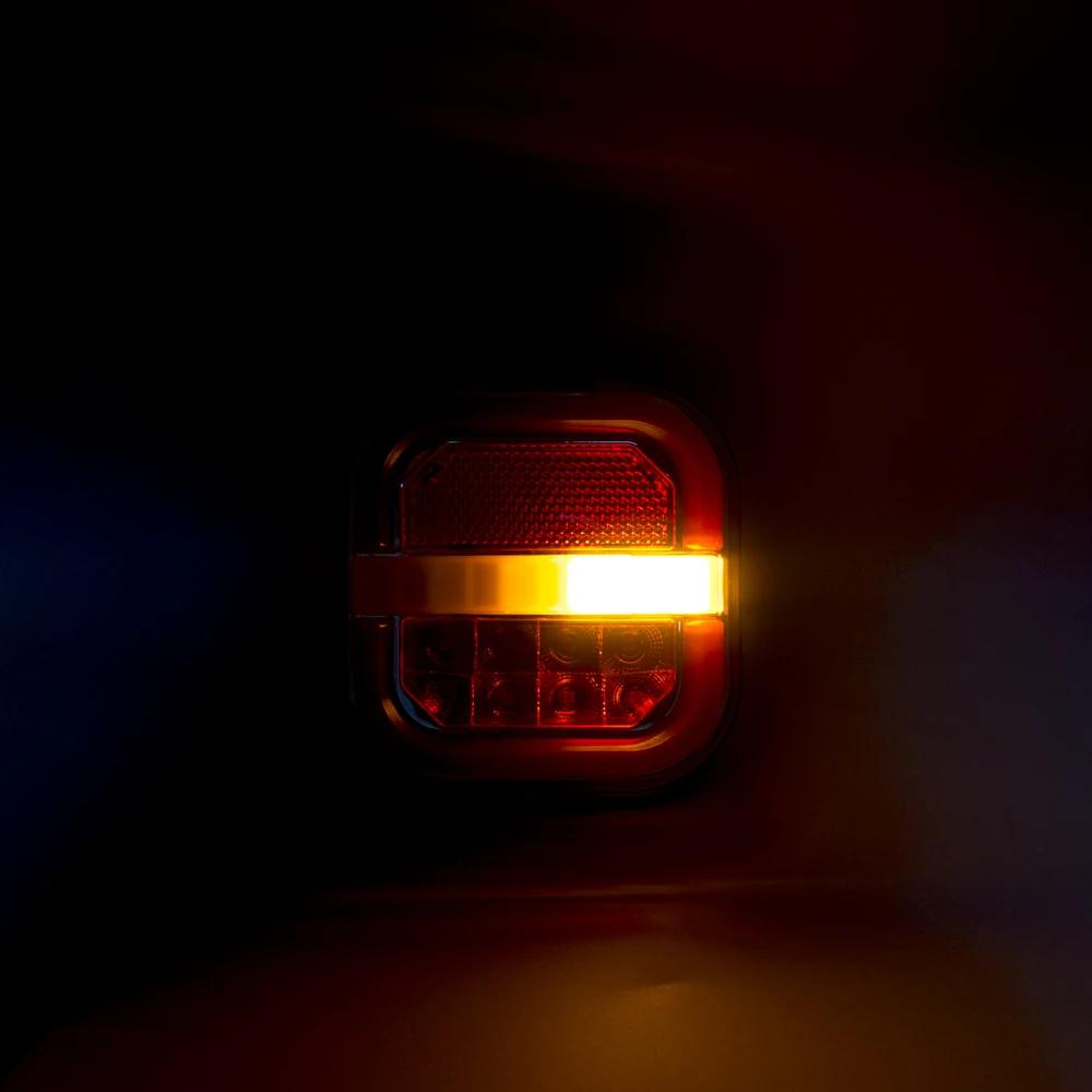 2pcs 12V 24V 4inch Square LED Tail Light Licesen Plate Taillight Turn Signal For Trailer Bus Pickup Rear Left Right Brake Lamp
