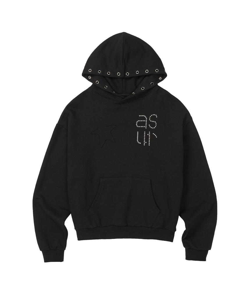 Star Eyelet Hoodie Black
