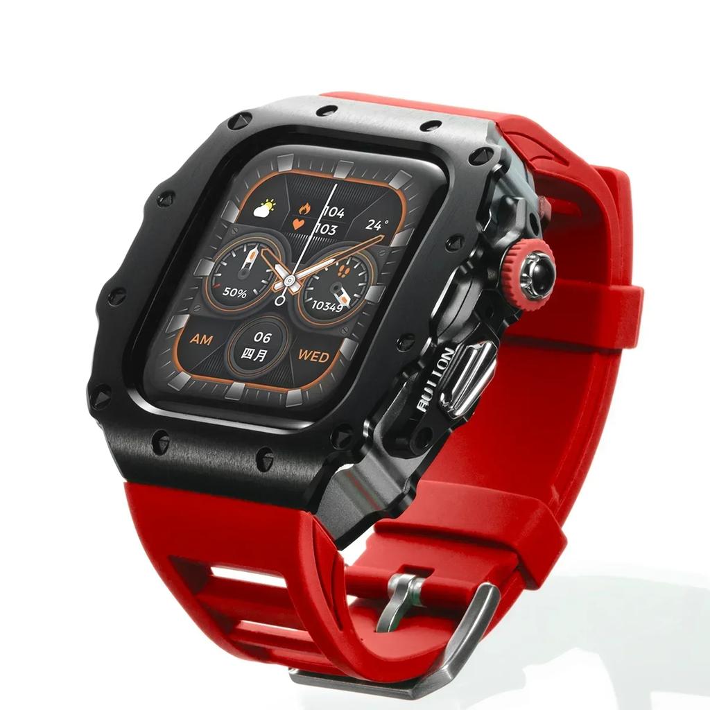 Luxus Metallgehäuse Mod Kit Für Apple Watch S11 10 46MM Edelstahlgehäuse +Silikonband für IWatch Serie 9 8 7 6 5 44mm 45mm