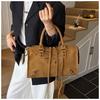 Trendsetting Matte Suede Rivet Motorcycle-Style Retro Crossbody Bag 2025: Large Capacity Handbag