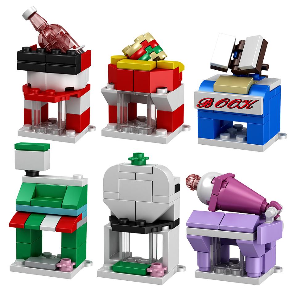 Moc Architecture Street View Building Blocks Food Store Restaurant Room Children City Construction Brick Toy Set Gift