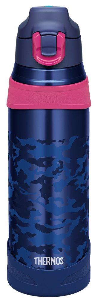 Thermos Water Bottle Vacuum Insulated Sports Bottle Open Navy Camouflage [One-Touch Type] 1.0L FHQ-1001 NV-C