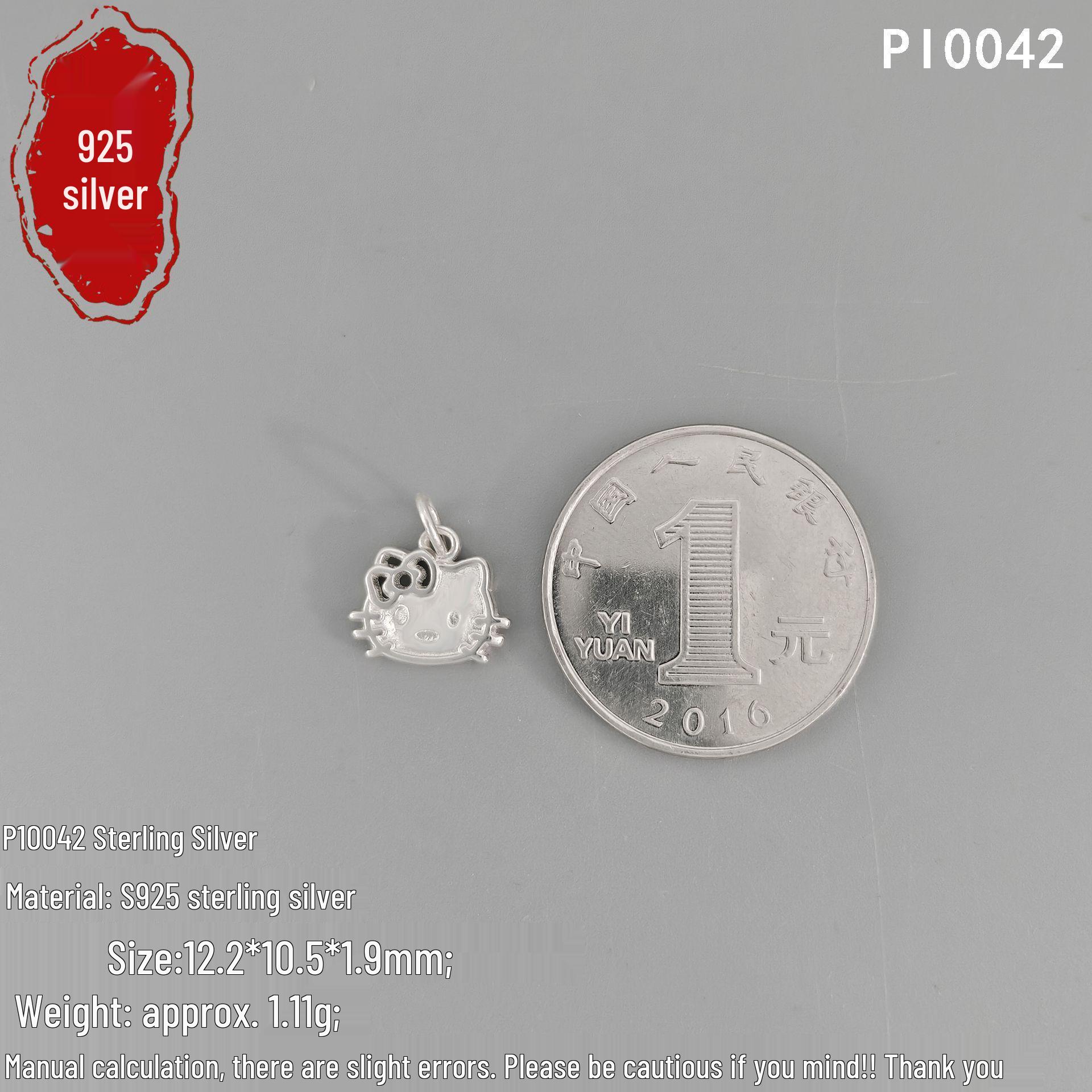 S925 Sterling Silver Handmade Hello Kitty Bracelet Charms and Pendants.