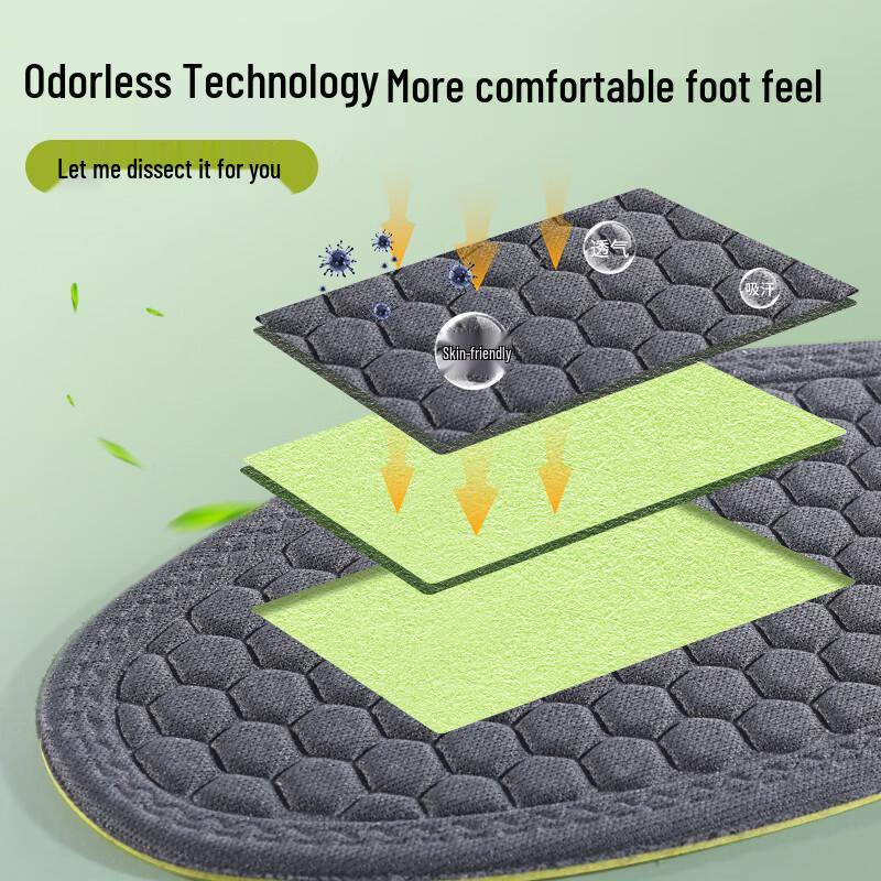 3AnGnI Men's Antibacterial Odor-Proof Breathable Insoles