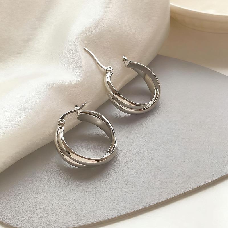 Retro Golden Shiny Hoop Earrings for Women, Ear Ring Accessory