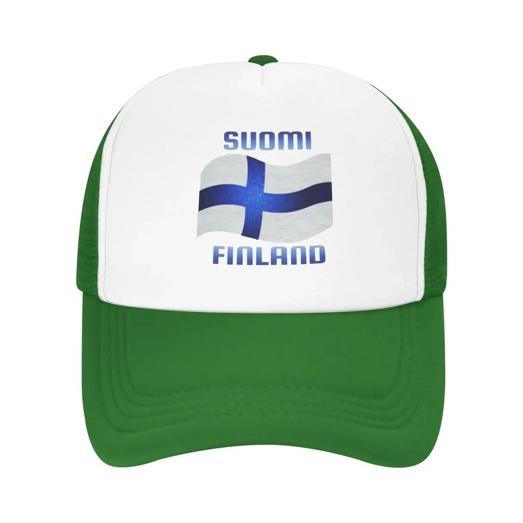 Suomi Flag of Finland Blue Cross Summer Mesh Baseball Caps Women Men  Unisex Female Beach Sunscreen Hats Hip Hop Trucker Cap