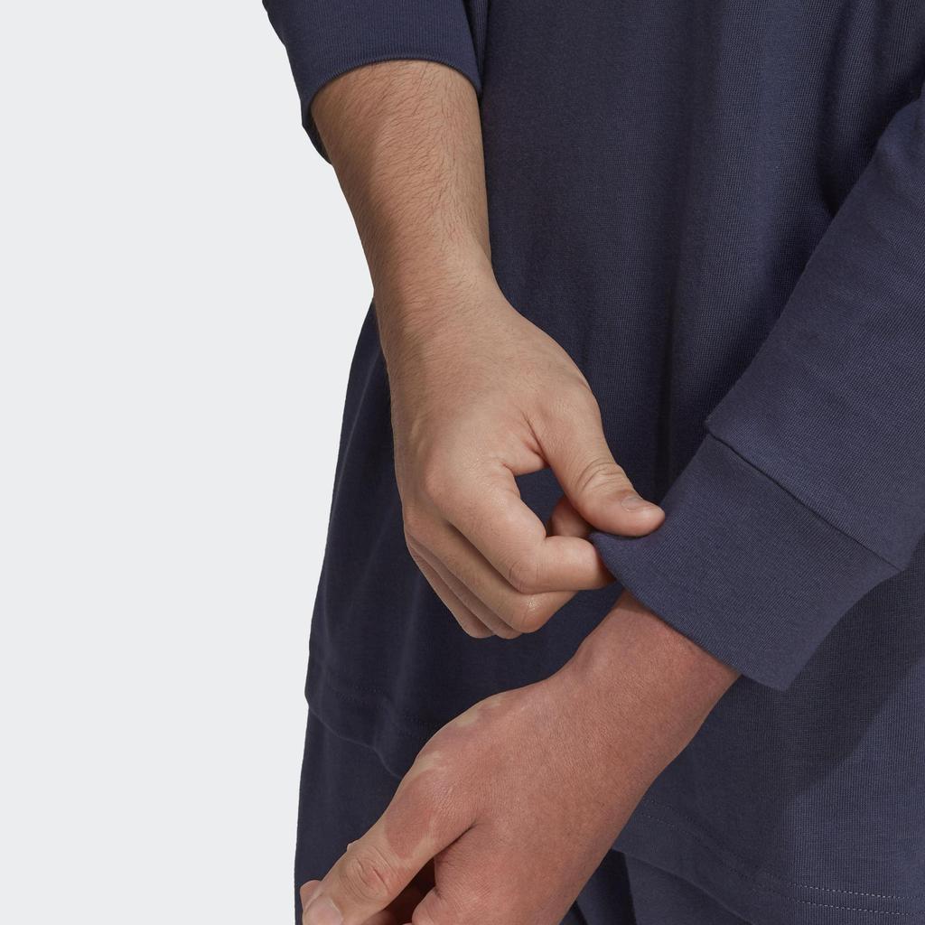 Adidas Originals Clover Logo Print Crew Neck Long Sleeve T-Shirt Men Tops Blue HN0390