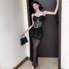 Sinnliches rotes Spitzen-Taillenbetonendes Camisole Abendkleid