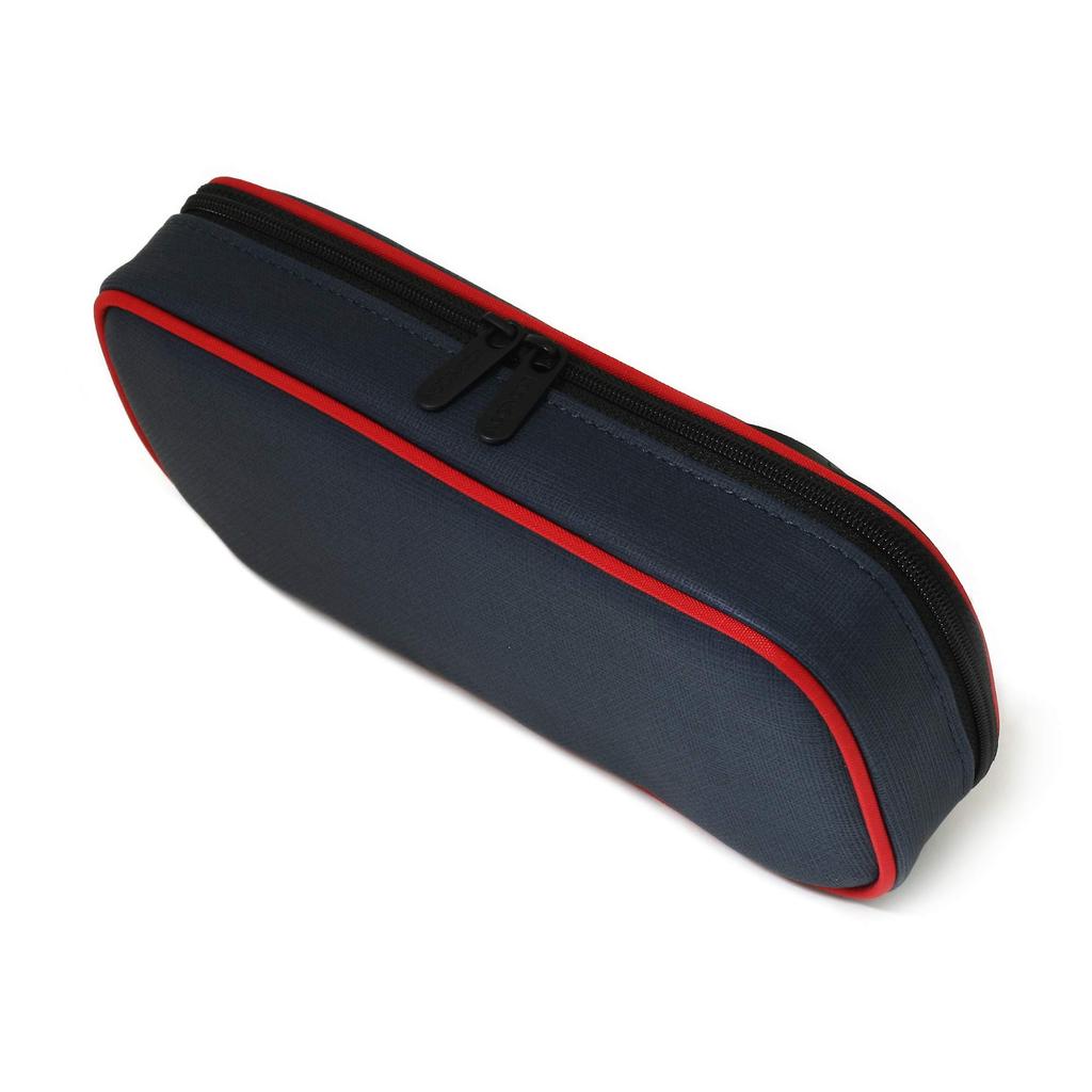 LOONLOON 660 Rainy Pencil Case, Navy, Large Capacity, Stylish, Two-Story Design, Multifunctional, Simple Design