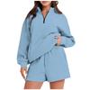 Womens Solid Color Long Sleeve Hoodie Shorts Set Winter 2026 Comfortable Casual Lounge Outfit