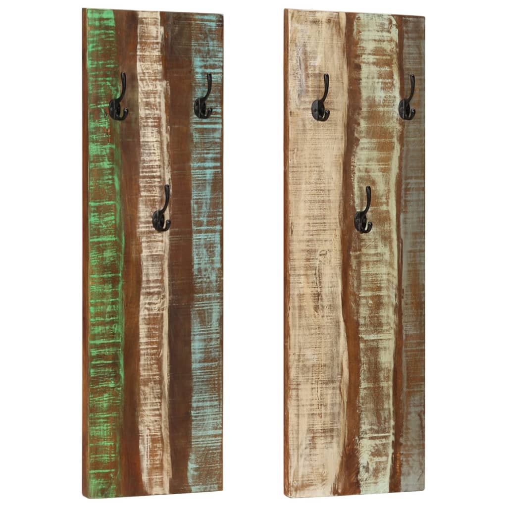 Wall Coat Racks Set of 2 36 x 3 x 110 cm Solid Reclaimed Wood