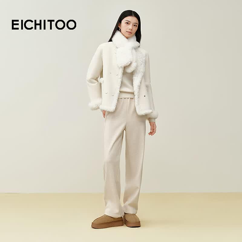 EICHITOO Faux Lamb Wool Short Coat