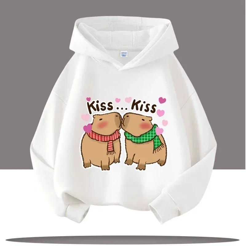 Autumn and Winter Warm Children's Hoodie Capibara Koala Pattern Girls' Hoodie Pullover Comfortable Children's Top
