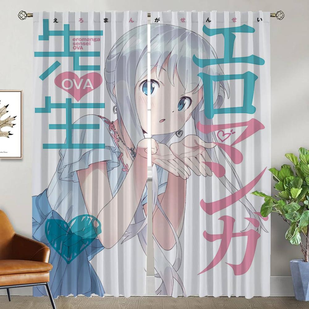 Eromanga Sensei Heim-Innenvorhänge 2 Stück Fenstervorhang für Zimmer 2 Paneele Raumteiler Tüll für Schlafzimmer Halloween-Dekoration