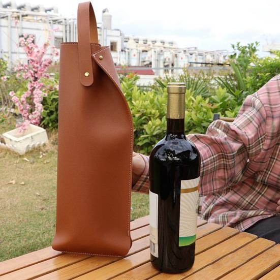 Wine Packaging Bag Fake Leather Wine Tote Carrier Stylish Wine Bottle Protective Bag with Handle for Party