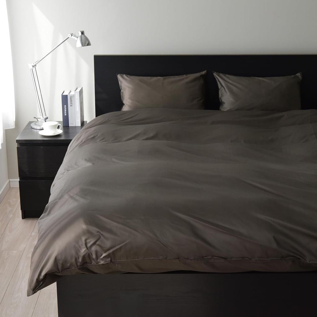 Sleep Tailor Duvet Cover Made in Cotton Dust Mite Silky Duvet Fitted and Two Staple Scandinavian Noble Olive 4-Piece Set, Double, Japan, 350-Thread