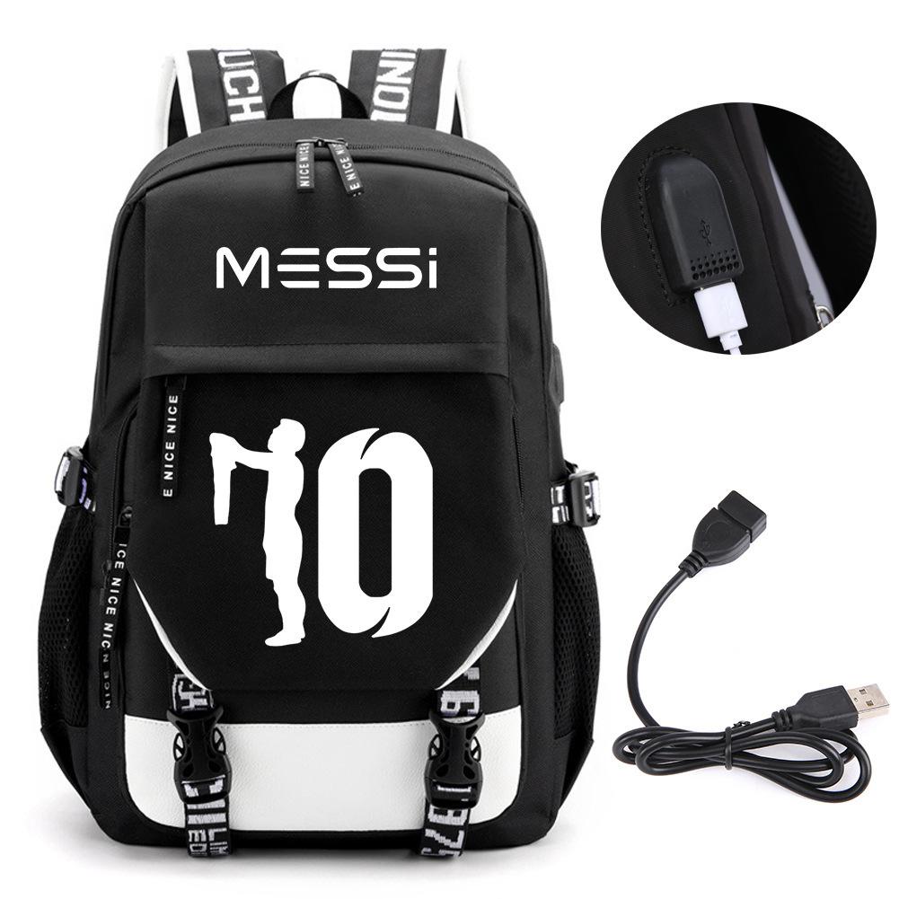 Football Star Peripheral Backpack Fashion Teen Usb Backpack Campus Student School Bag