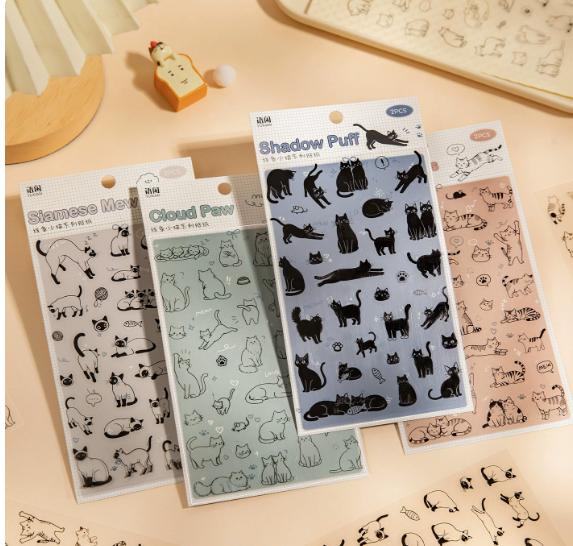 

4packs Kawaii Stationery Stickers line kitten Junk Journal Planner Decorative Sticker Scrapbooking