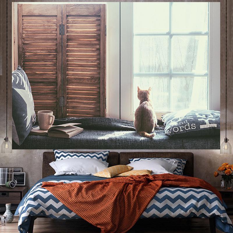 Okenní dekorace v ins stylu Velký gobelín Nástěnná geometrie Hippie gobelín Domácí pokoj Dekor Estetická dekorace