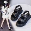 Women's Platform White Sandals 2025 Summer New Velcro Xiaoxiangfeng Sports Beach Shoes Muffin Roman Shoes