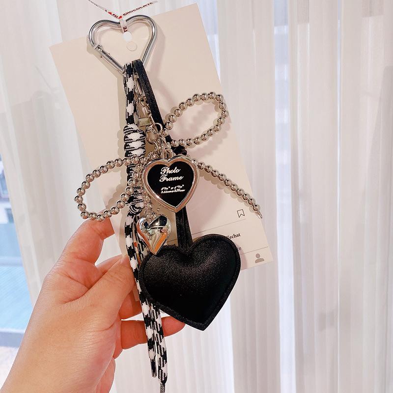 Bag Charm Trendy Leather Bow Delicate Beaded Car Key Holder Bag Pendant Decoration For Girls Gift