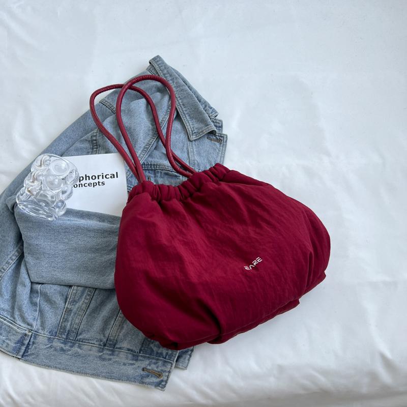 Large capacity handbags for women Winter string canvas Female bag Casual solid color Messenger Shoulder bag ladies purse