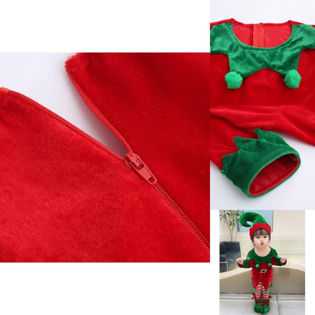 Velvet Boys Girls Christmas Elf Outfit Xmas Party Cosplay Set