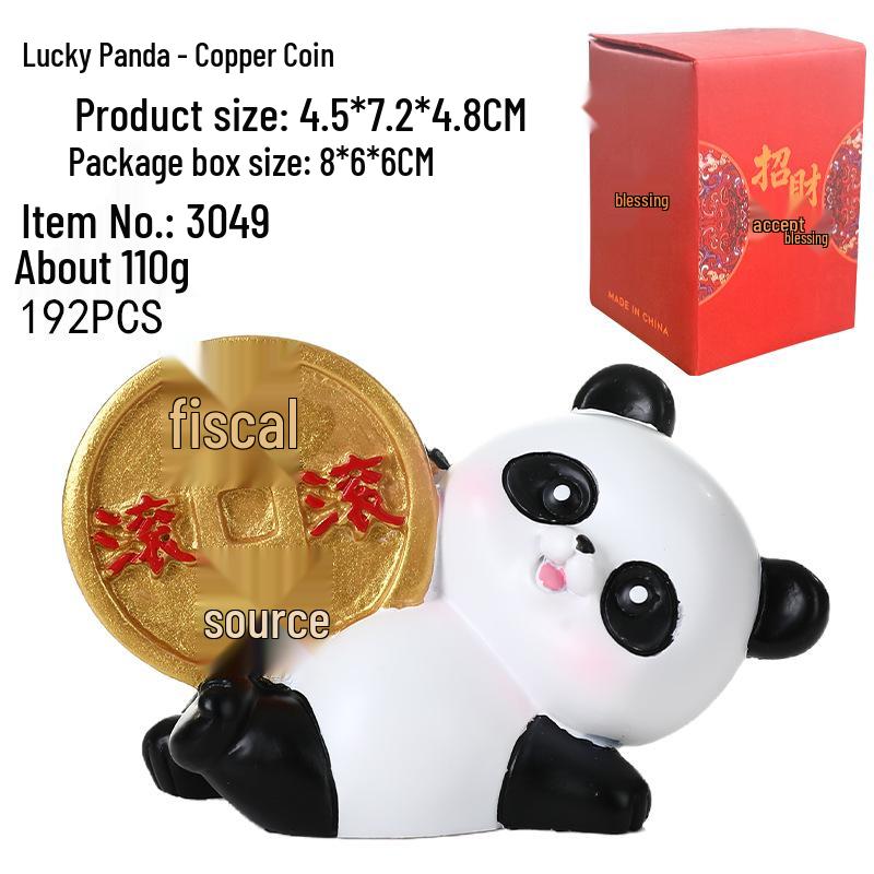 Panda Lion Dance Resin Figurine: Cute Home or Office Decor