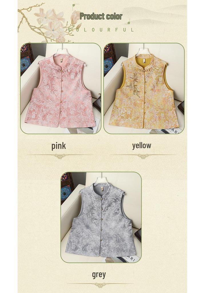 Winter Embroidered Shawl Vest - Thickened Chinese Style Sleeveless Top for Women