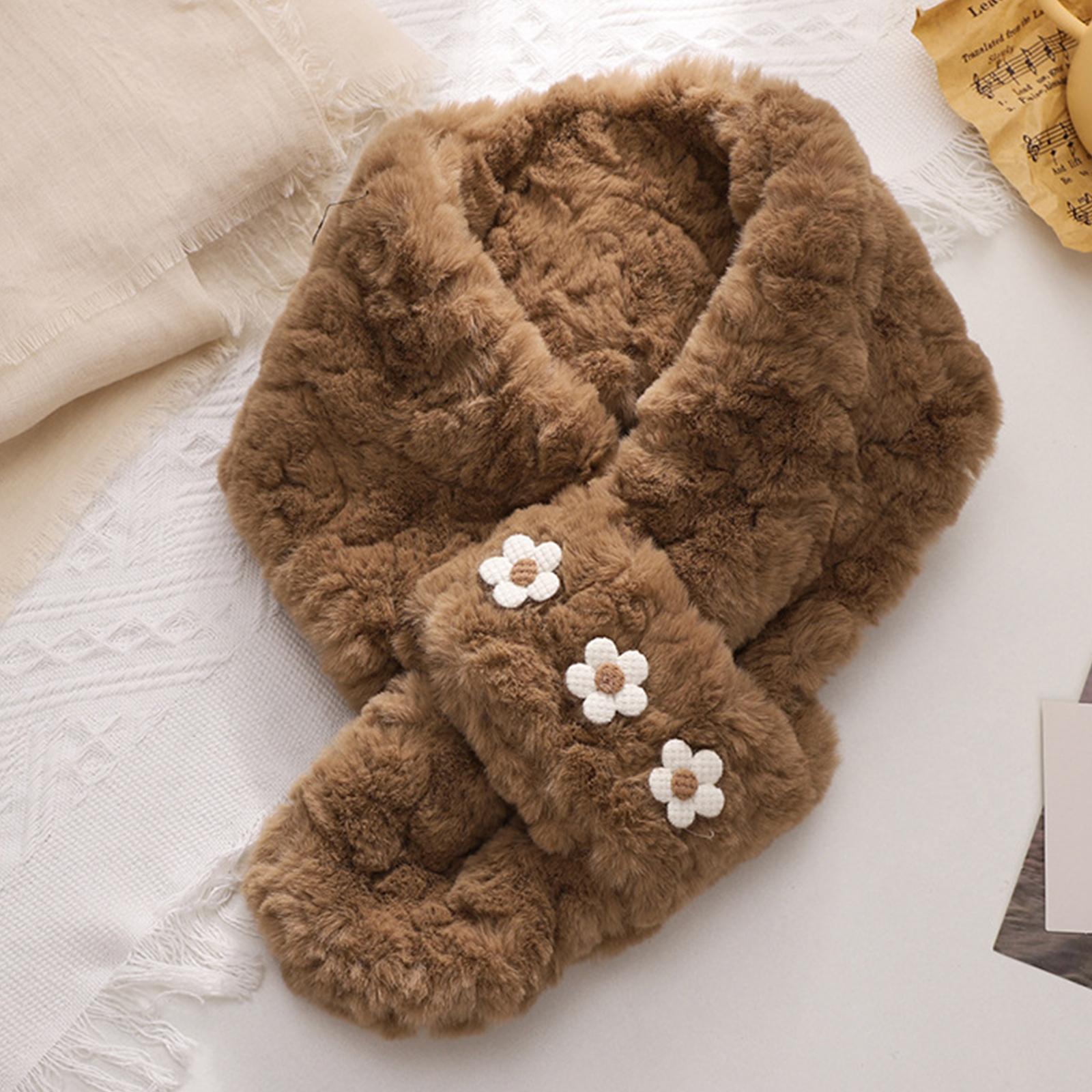 

Ladies Scarf Cute Small Flower Thickened Warm Embossed Cross Neck One Size хакі