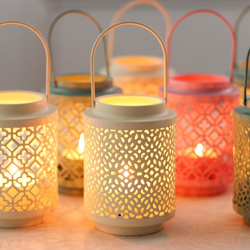 High Quality Moroccan Metal Hollow Candle Holder Lantern Hanging Candle Lantern Living Room Home Decoration Wedding Accessories