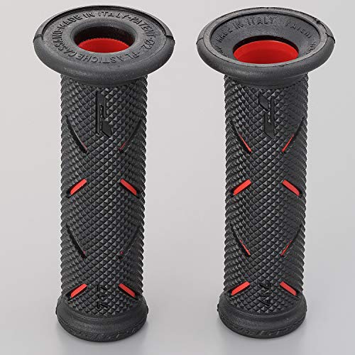 Daytona PROGRIP Motorcycle Grips, 122mm, Vibration-Resistant Gel, End-Through Type, 717 Type, Red, for Handlebars with a 22.2mm Diameter (98037)