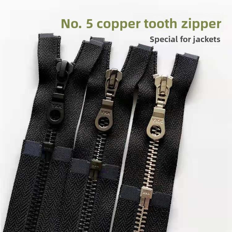 Coat Copper for No 5 Self-locking Auto Lock Slider Open-end Long Zipper for Down Jackets & Leather Coats-Apparel Accessory 5