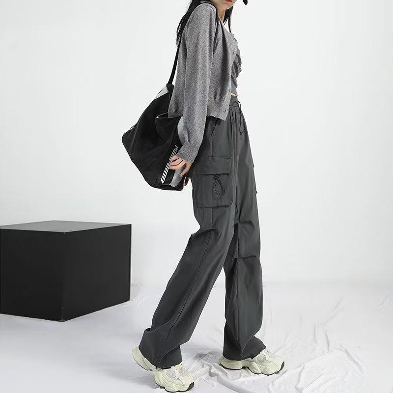 Women's Lightweight Gray High Waist Quick-Dry Sport Pants for Spring and Autumn