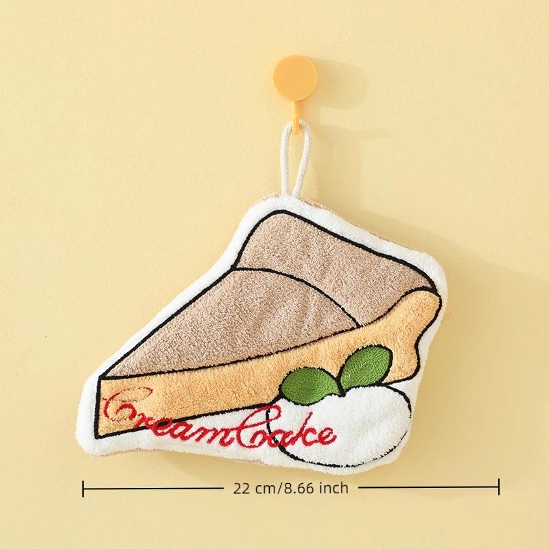 Cartoon Cute Coffee Cake Shape Hanging Towels Absorbent Hand Cloth Soft Quick Drying For Kitchen Bathroom Household Hand Towel