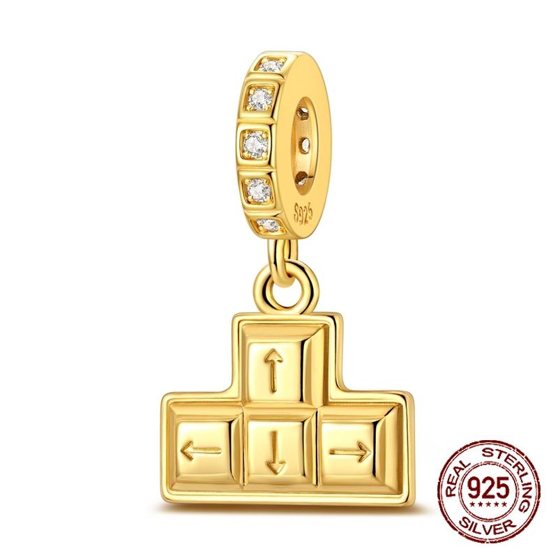 Медные золотые подвески в форме стрелы и клавиши, брелоки для клавиатуры, подходят для браслетов с оригинальными подвесками, женские, для самостоятельного изготовления, ювелирные изделия, подарки