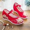 Changqing, the New Inner Height Increase Round Head Old Beijing Cloth Shoes for Women with Hanfu High-heeled Platform Embroidered Shoes