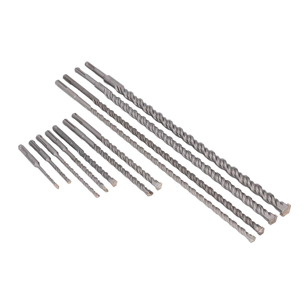 11Pcs Hammer Drill Bit Cemented Carbide High Speed Chip Removal Electric Hammer Drill Bit Set