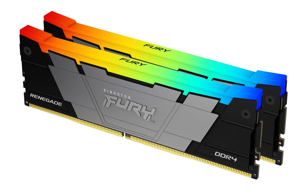 Kingston FURY Stacionaraus kompiuterio atmintis DDR4 3200MTsek 8GB x 2 moduliai, Kingston FURY Renegade RGB 2023 m. modelis CL16 KF432C16RB2AK216 RGB LED