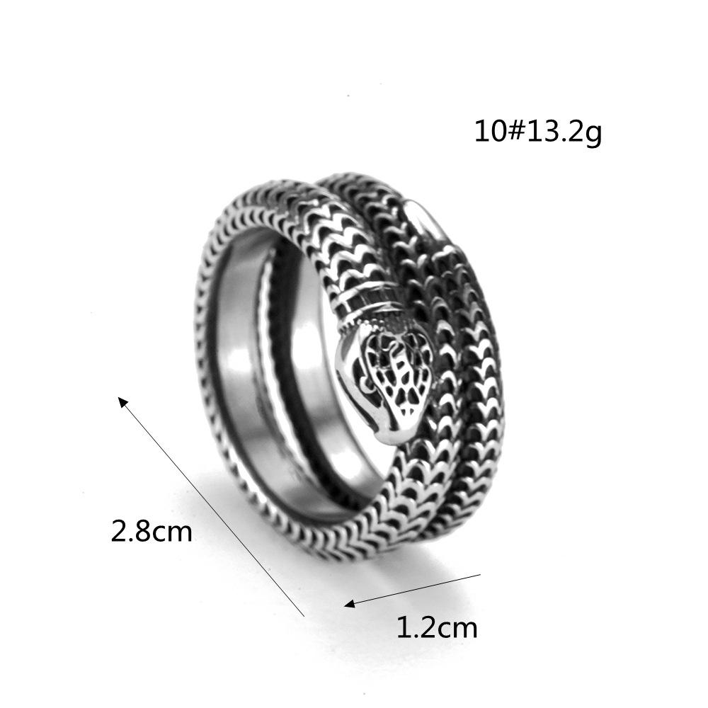 Vintage Stainless Steel 3D Snake Ring Unisex Punk Style Circle Band
