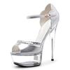 Sandals women's summer 2025 new stiletto student versatile open-toe bag and crystal Roman high heels