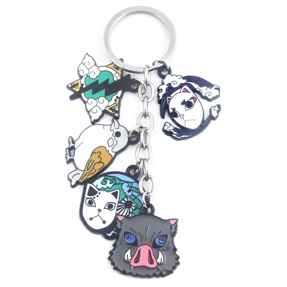 Anime Demon Slayer Metal Keychain Kimetsu No Yaiba Tanjirou Nezuko Agatsuma Zenitsu Figure Pendant Keyring Cosplay Jewelry