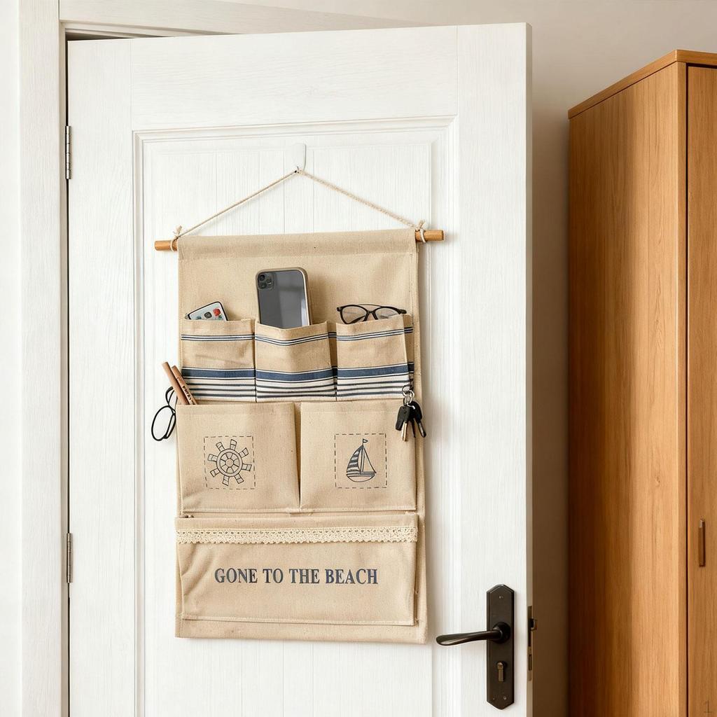 over The Door Storage Bag with Pockets, Wall Hanging Shelves for Living Room