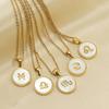 2026 Fashion Twelve Constellation Necklace Women's Simple Round Gold Constellation Necklace Pendant