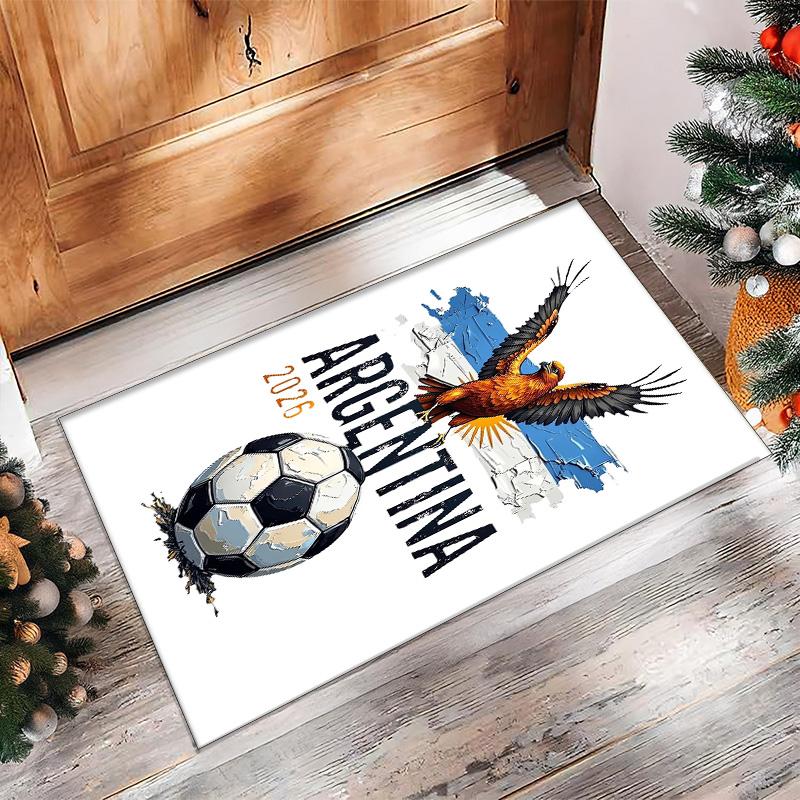 Tappeto in Flanella Stampato Squadra Nazionale di Calcio Argentina Antiscivolo Morbido Poliestere Tappeto per Pavimento Tappetino Decorativo per Interni per Camera da Letto Soggiorno Divano
