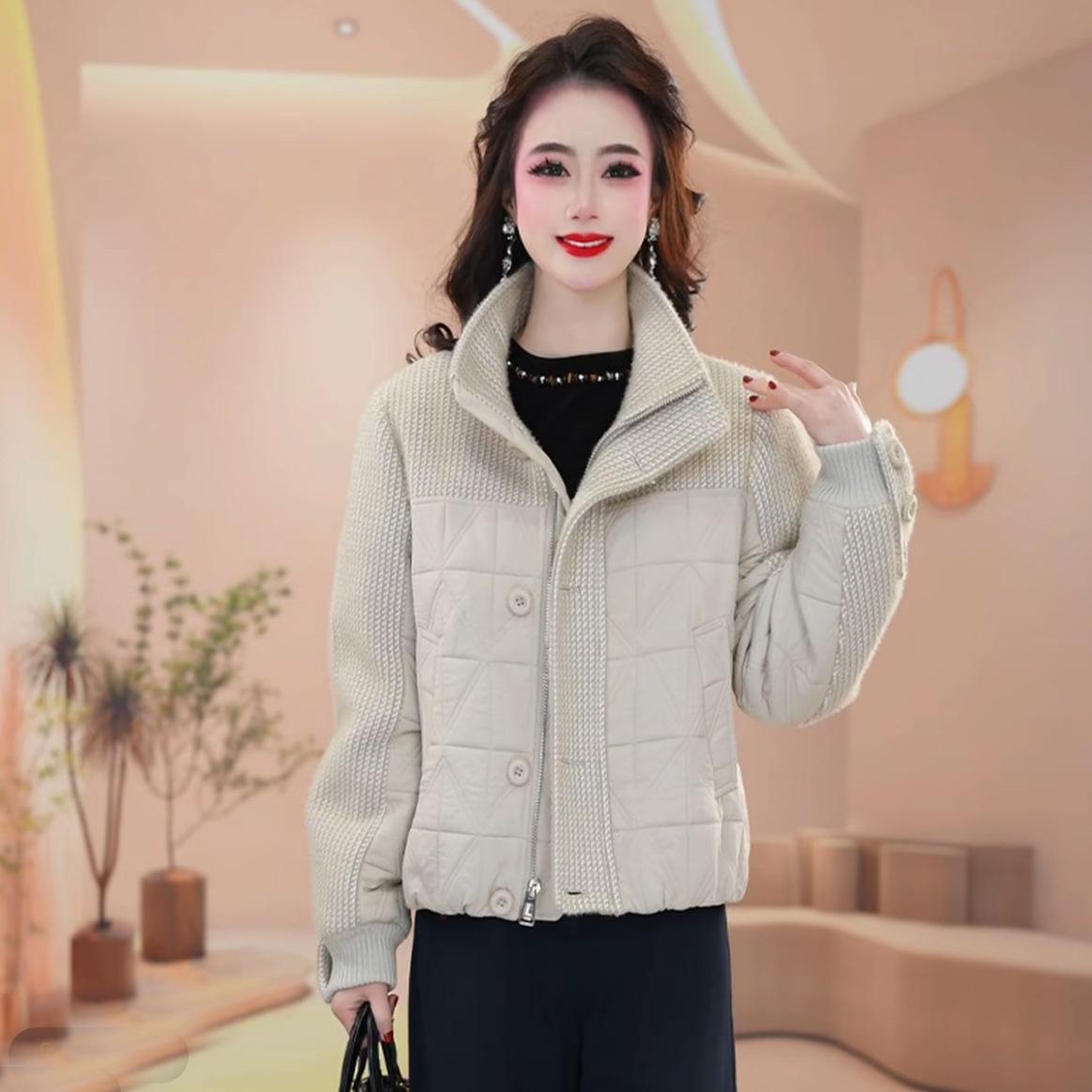 

2025 Winter Women s Elegant Slim Fit Versatile Casual Stand Collar Cotton Jacket M