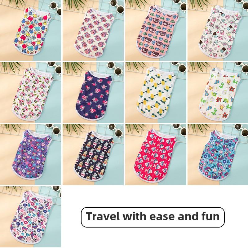 Puppy Dog Cat Clothes Cartoon Autumn Cute Vest, Comfortable Print Vest
