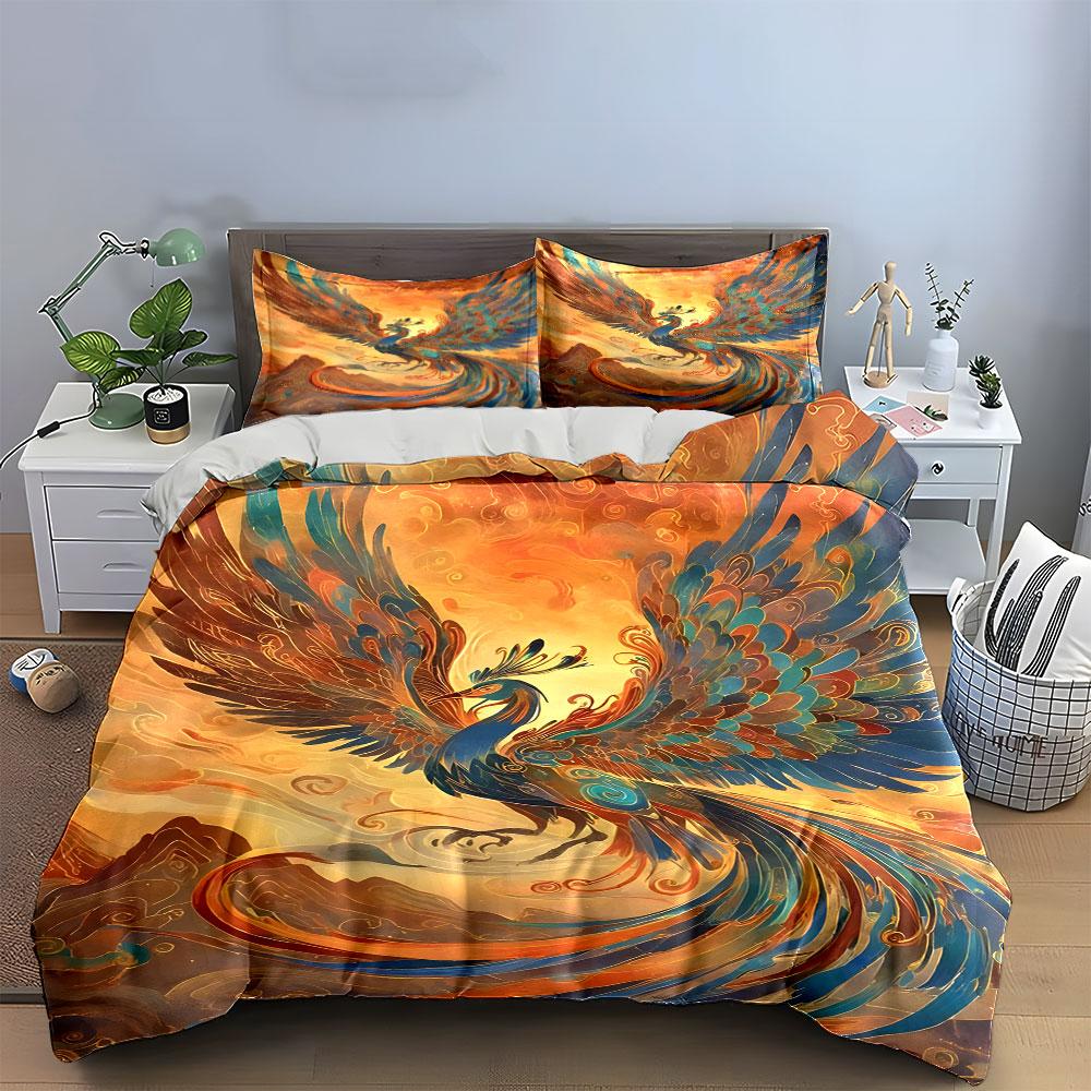Elegant Phoenix Decorative Set Multiple Sizes Kid'S And Adults' Bedroom Exquisite 3Pc Bedding Set, Gift